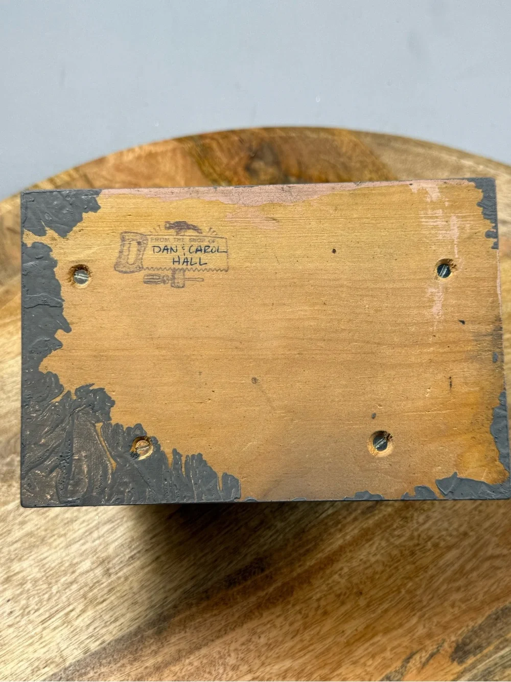 Vintage Wood Recipe Box Hinged Lid Distressed Farmhouse Kitchen Storage